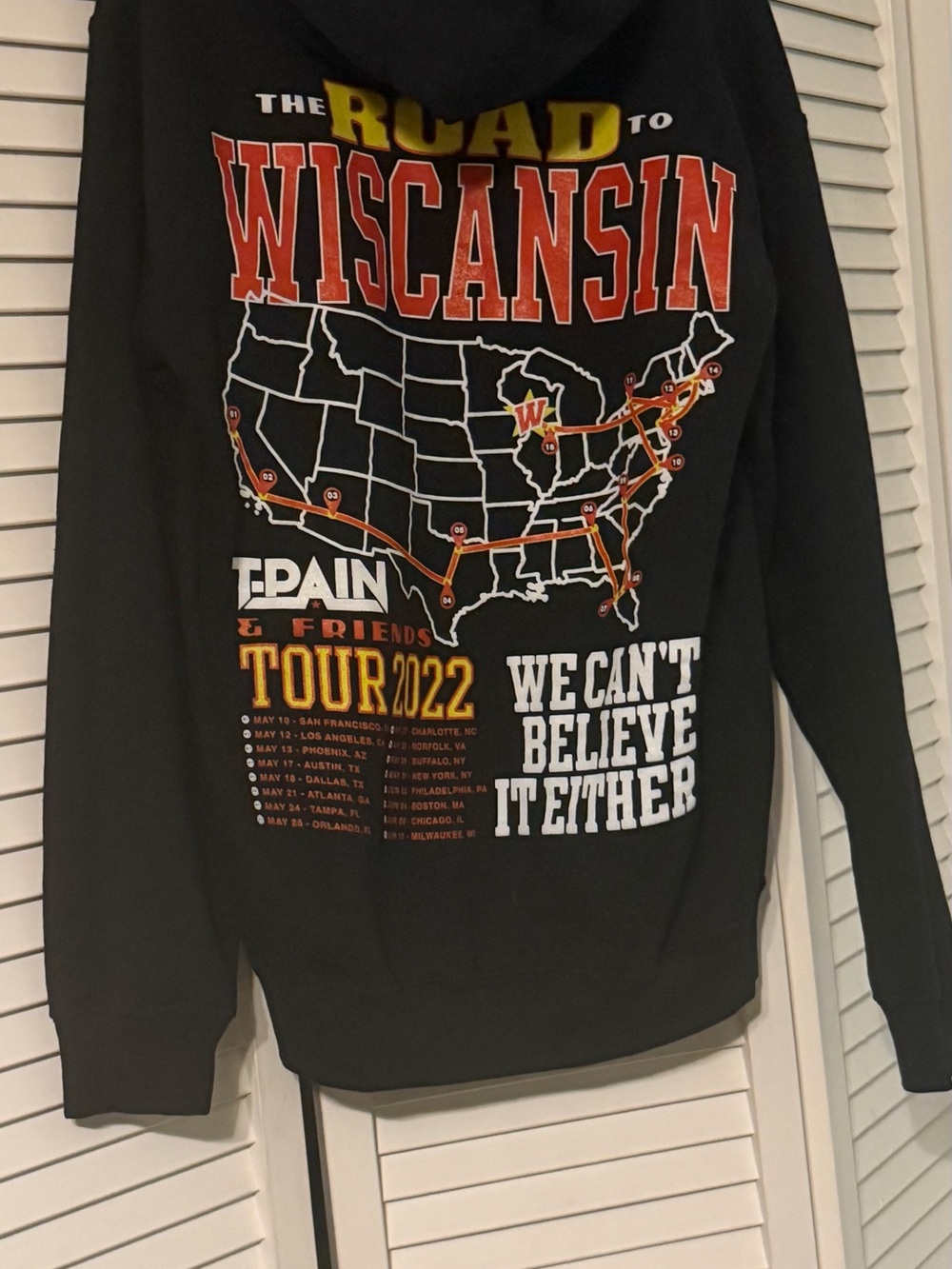 Wisconsin Badgers Black Hoodie with Red "W" Chest Patch - Picture 2 of 2